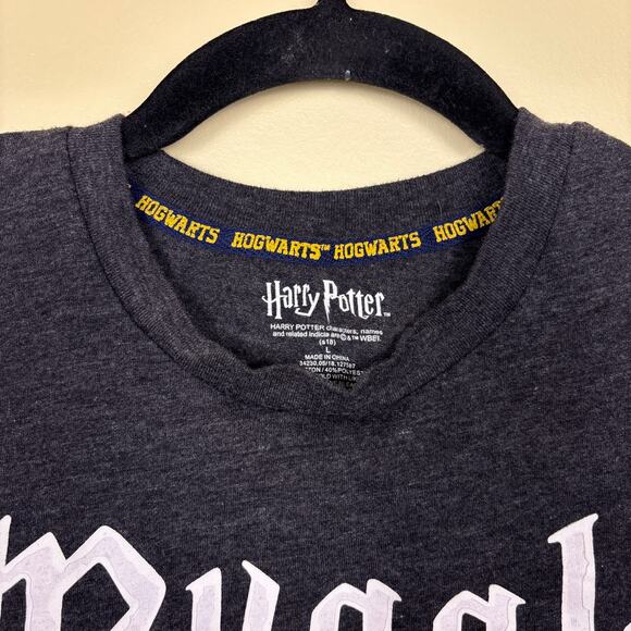 Harry Potter T-Shirt Youth Size L Gray Short Sleeve Crewneck Muggle Print Cotton - Picture 4 of 7